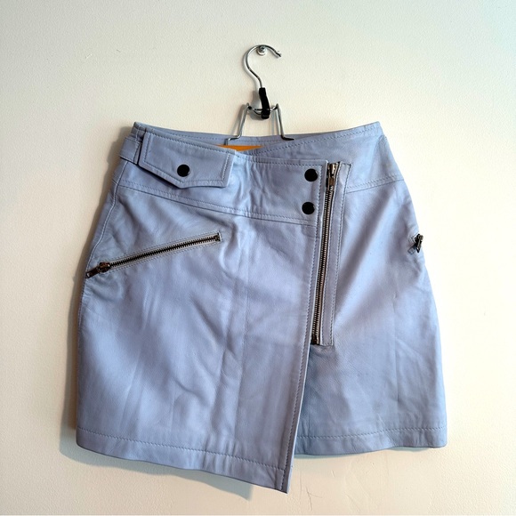 Dresses & Skirts - Light Blue Leather Mini Skirt